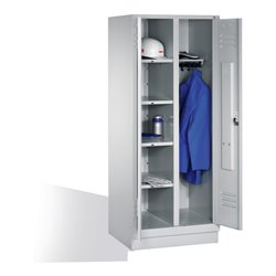 C+P Wäsche-Spind Classic auf Sockel, 2 Abteile, H1850xB810xT500mm Front Lichtgrau Korpus Lichtgrau