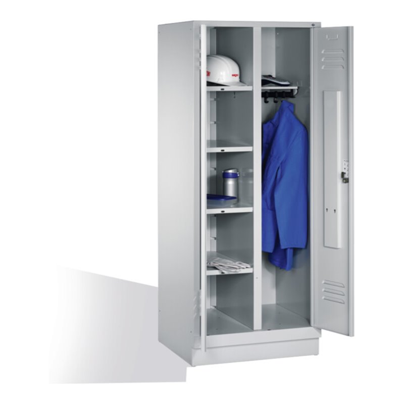 C+P Wäsche-Spind Classic auf Sockel, 2 Abteile, H1850xB810xT500mm Front Lichtgrau Korpus Lichtgrau