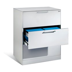 C+P Hängeregistraturschrank Asisto für Hängehefter DIN A4, 3 Schubladen, zweibahnig Front Lichtgrau Korpus Lichtgrau