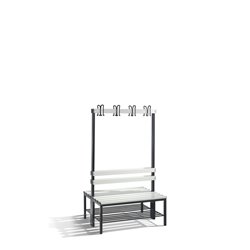 C+P Doppelseitige Garderobenbank Basic mit Schuhrost, H1650xB1000xT756mm, Schwarzgrau/Lichtgrau
