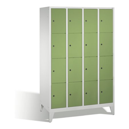 C+P Fächerschrank Classic auf Füßen, 16 Fächer, H1850xB1190xT500mm Front Resedagrün Korpus Lichtgrau
