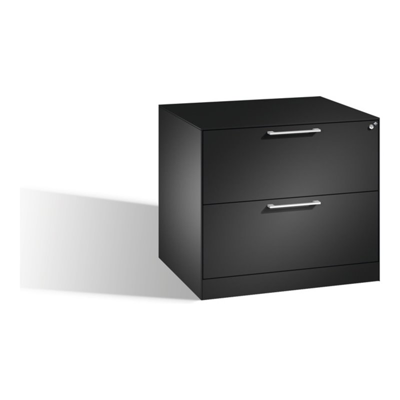 C+P Hängeregistraturschrank Asisto für Hängehefter DIN A4, 2 Schubladen, zweibahnig Schwarzgrau