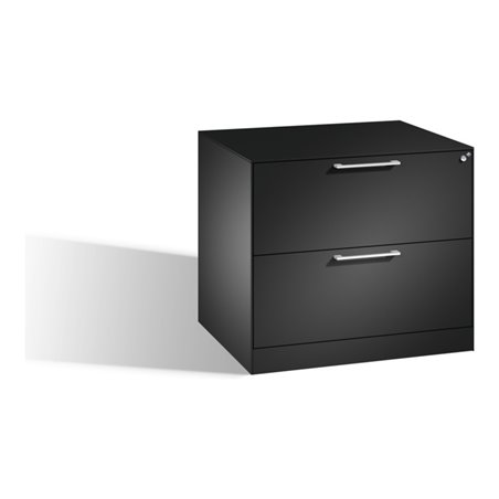 C+P Hängeregistraturschrank Asisto für Hängehefter DIN A4, 2 Schubladen, zweibahnig Schwarzgrau