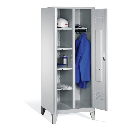 C+P Wäsche-Spind Classic auf Füßen, 2 Abteile, H1850xB810xT500mm Front Lichtgrau Korpus Lichtgrau