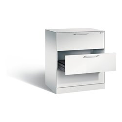 C+P Karteischrank Asisto für Karteikarten DIN A4 quer, 3 Schubladen, zweibahnig Front Lichtgrau Korpus Lichtgrau