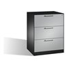 C+P Hängeregistraturschrank Asisto DIN A4, 3 Schubladen, zweibahnig Front Weißaluminium Korpus Schwarzgrau