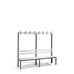 C+P Garderobenbank Basic, H1650xB1960xT403mm Farbe Sitzleisten Lichtgrau Farbe Gestell Schwarzgrau