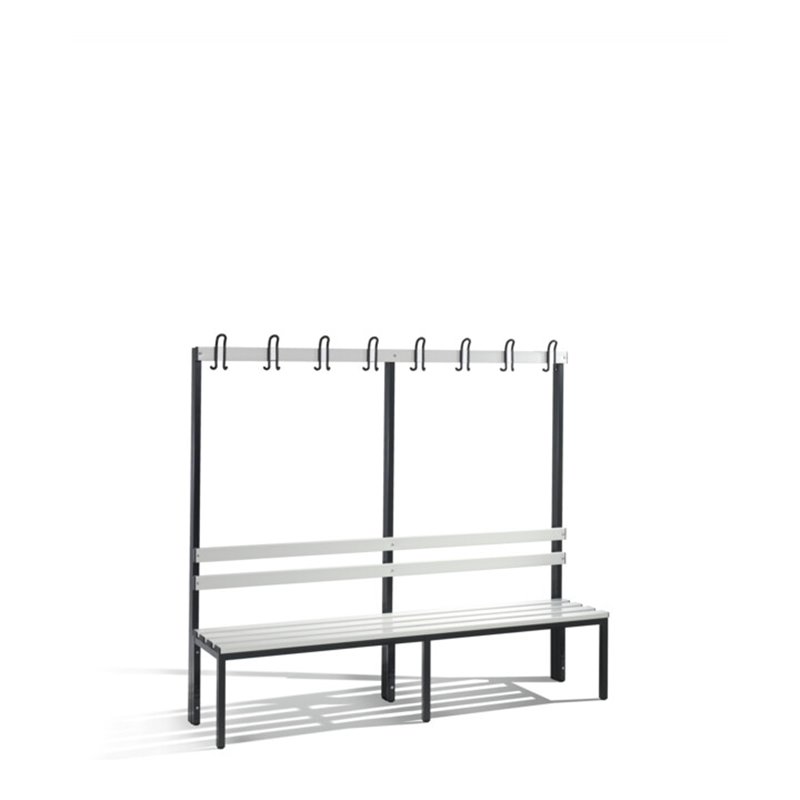 C+P Garderobenbank Basic, H1650xB1960xT403mm Farbe Sitzleisten Lichtgrau Farbe Gestell Schwarzgrau