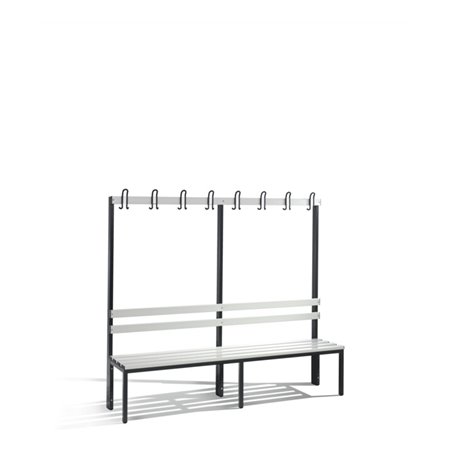 C+P Garderobenbank Basic, H1650xB1960xT403mm Farbe Sitzleisten Lichtgrau Farbe Gestell Schwarzgrau