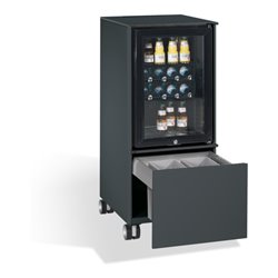 C+P Kühlschrank-Caddy Asisto mit Abfallsammler, H1150xB500xT600mm Schwarzgrau