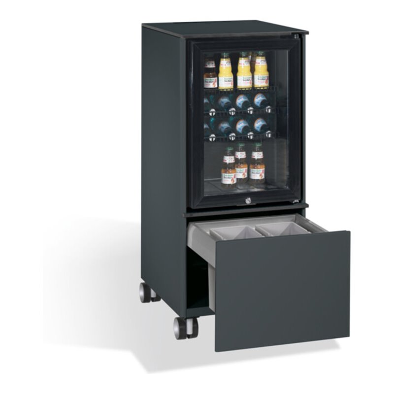 C+P Kühlschrank-Caddy Asisto mit Abfallsammler, H1150xB500xT600mm Schwarzgrau