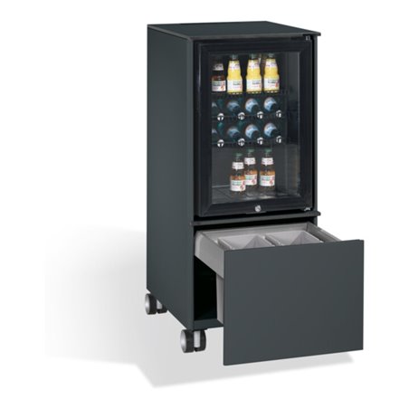 C+P Kühlschrank-Caddy Asisto mit Abfallsammler, H1150xB500xT600mm Schwarzgrau