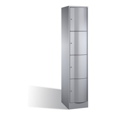 C+P Schließfachschrank Resisto, 4 Fächer, H1950xB396xT540mm Weißaluminium