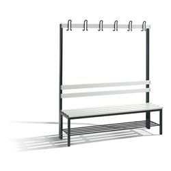 C+P Garderobenbank Basic mit Schuhrost, H1650xB1500xT403mm, Schwarzgrau/Lichtgrau