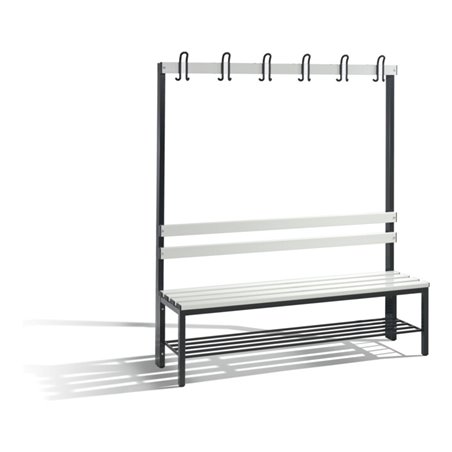 C+P Garderobenbank Basic mit Schuhrost, H1650xB1500xT403mm, Schwarzgrau/Lichtgrau