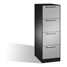 C+P Hängeregistraturschrank Asisto für Hängehefter DIN A4, 4 Schübe, einbahnig, Schwarzgrau/Weißaluminium