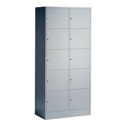 C+P Fächerschrank auf Sockel, 10 Fächer, H1950xB900xT480mm Front Lichtgrau Korpus Lichtgrau