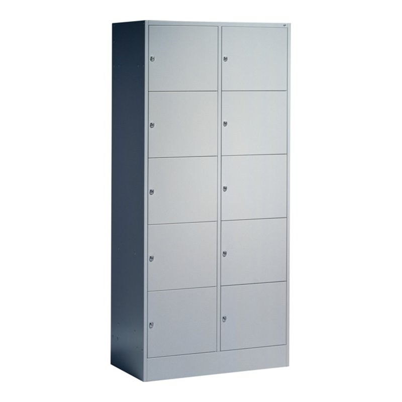 C+P Fächerschrank auf Sockel, 10 Fächer, H1950xB900xT480mm Front Lichtgrau Korpus Lichtgrau