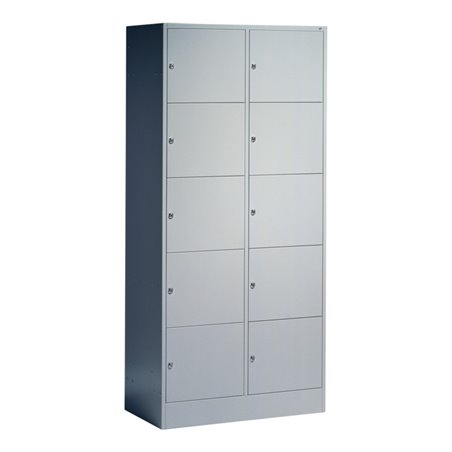 C+P Fächerschrank auf Sockel, 10 Fächer, H1950xB900xT480mm Front Lichtgrau Korpus Lichtgrau