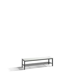 C+P Umkleidebank Basic mit Schuhrost, H420xB1500xT353mm Farbe Sitzleisten Lichtgrau Farbe Gestell Schwarzgrau