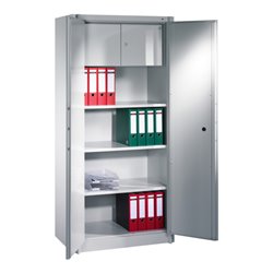 C+P Feuerschutzschrank Certos, 4 Ordnerhöhen und Wertfach, H1950xB930xT500mm Front Lichtgrau Korpus Lichtgrau