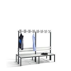 C+P Doppelseitige Garderobenbank Basic, H1650xB1960xT756mm Farbe Sitzleisten Lichtgrau Farbe Gestell Schwarzgrau