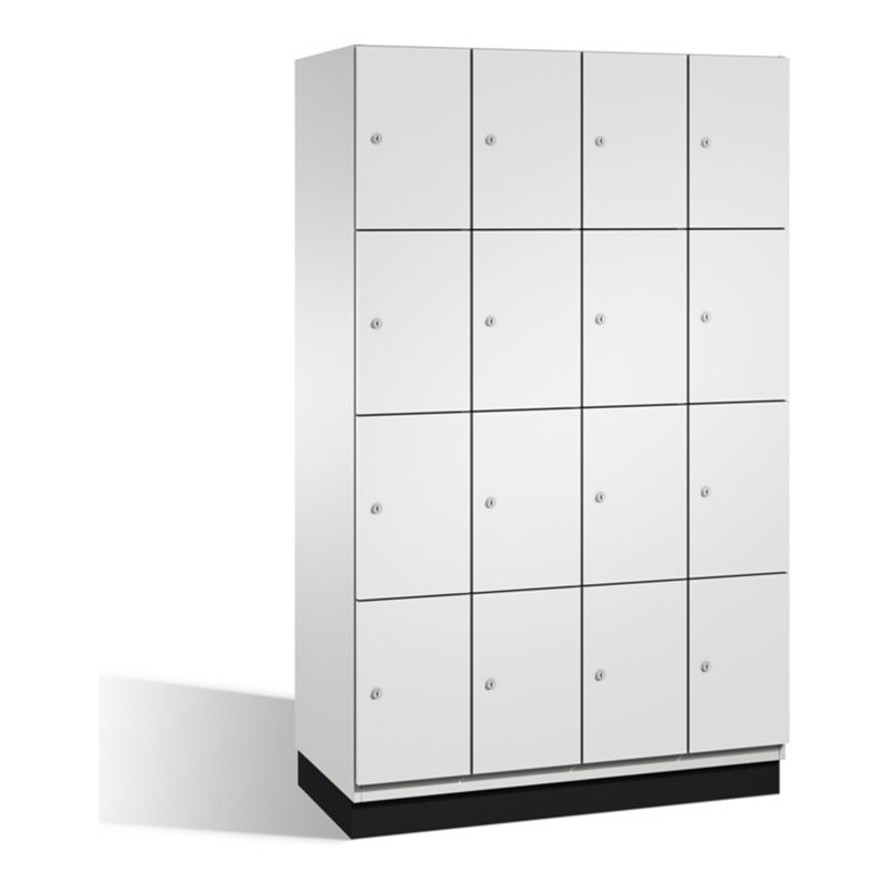 C+P Fächerschrank Cambio auf Sockel, 16 Fächer, H1950xB1200xT525mm Front Lichtgrau Korpus Lichtgrau