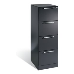 C+P Karteischrank Asisto für Karteikarten DIN A4 quer, 4 Schubladen, einbahnig Schwarzgrau