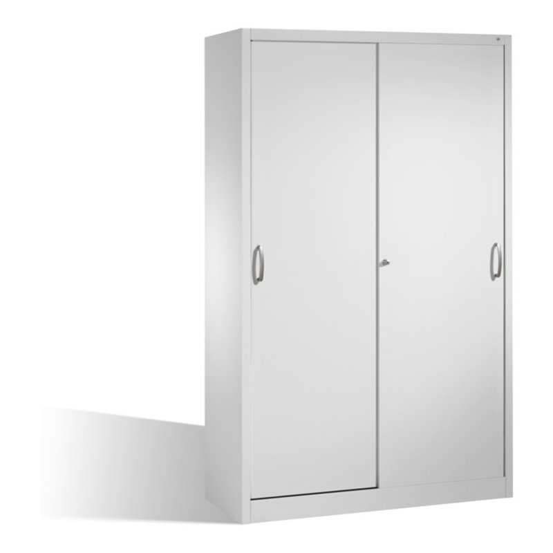 C+P Schwerlast-Werkzeugschrank mit Schiebetüren, 4 Böden, H1950xB1200xT500mm Front Lichtgrau Korpus Lichtgrau