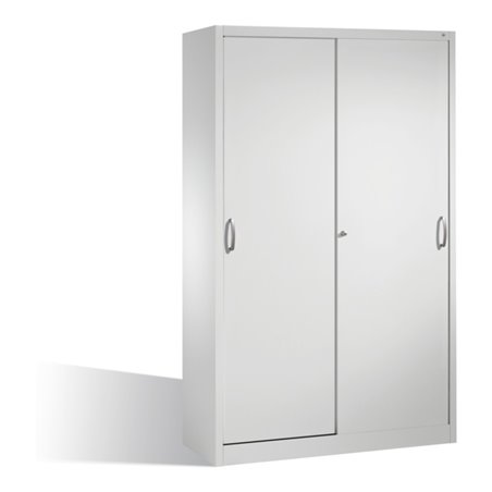 C+P Schwerlast-Werkzeugschrank mit Schiebetüren, 4 Böden, H1950xB1200xT500mm Front Lichtgrau Korpus Lichtgrau