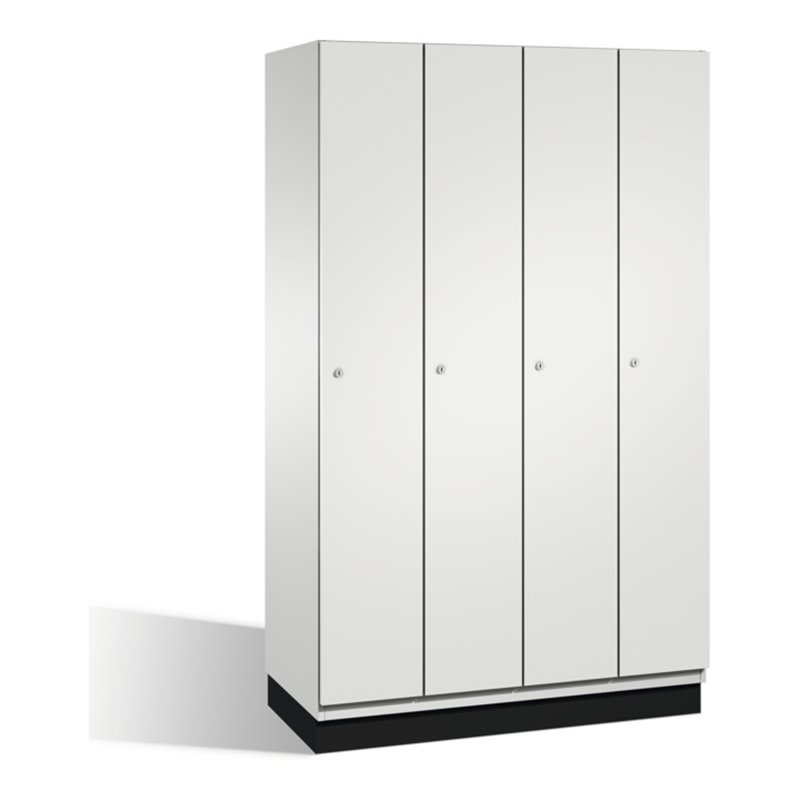 C+P Umkleidespind Cambio auf Sockel, 4 Abteile, H1950xB1200xT525mm Front Lichtgrau Korpus Lichtgrau