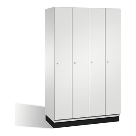 C+P Umkleidespind Cambio auf Sockel, 4 Abteile, H1950xB1200xT525mm Front Lichtgrau Korpus Lichtgrau