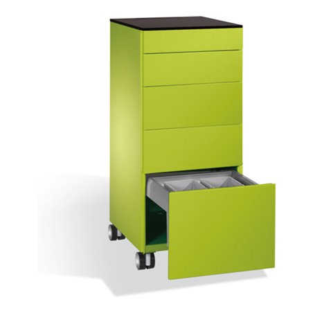 C+P Catering-Caddy Asisto mit Abfallsammler, H1150xB500xT600mm Viridingrün