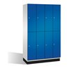 C+P Doppelstockspind Cambio auf Sockel, 8 Fächer, H1950xB1200xT525mm Front Enzianblau Korpus Lichtgrau