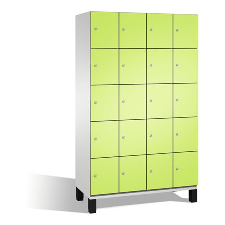 C+P Fächerschrank Cambio auf Füßen, 20 Fächer, H1980xB1200xT525mm Front Viridingrün Korpus Lichtgrau