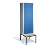 C+P Doppelspind Classic mit Sitzbank, 2 Abteile, H2090xB610xT500/815mm Front Lichtblau Korpus Lichtgrau