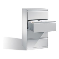 C+P Hängeregistraturschrank für Hängehefter DIN A4, 4 Schubladen, zweibahnig Front Lichtgrau Korpus Lichtgrau