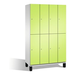 C+P Doppelstockspind Cambio auf Füßen, 8 Fächer, H1980xB1200xT525mm Front Viridingrün Korpus Lichtgrau