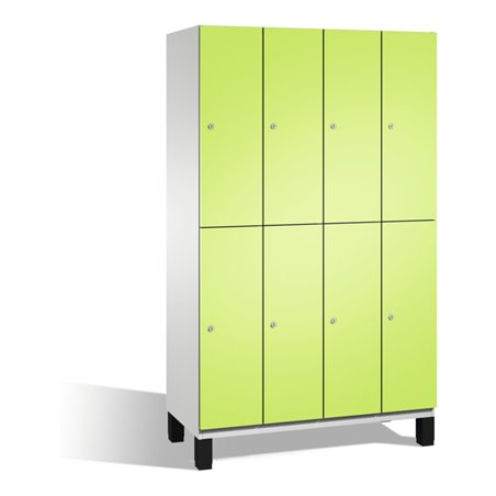 C+P Doppelstockspind Cambio auf Füßen, 8 Fächer, H1980xB1200xT525mm Front Viridingrün Korpus Lichtgrau