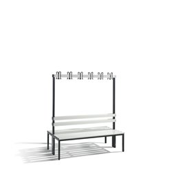 C+P Doppelseitige Garderobenbank Basic, H1650xB1500xT756mm Farbe Sitzleisten Lichtgrau Farbe Gestell Schwarzgrau