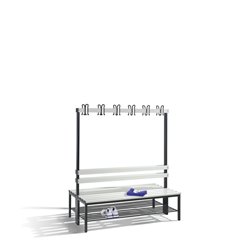 C+P Doppelseitige Garderobenbank Basic mit Schuhrost, H1650xB1500xT756mm, Schwarzgrau/Lichtgrau
