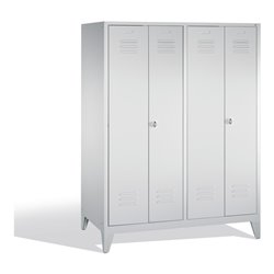 C+P Doppelspind Classic auf Füßen, 4 Abteile, H1850xB1590xT500mm Front Lichtgrau Korpus Lichtgrau