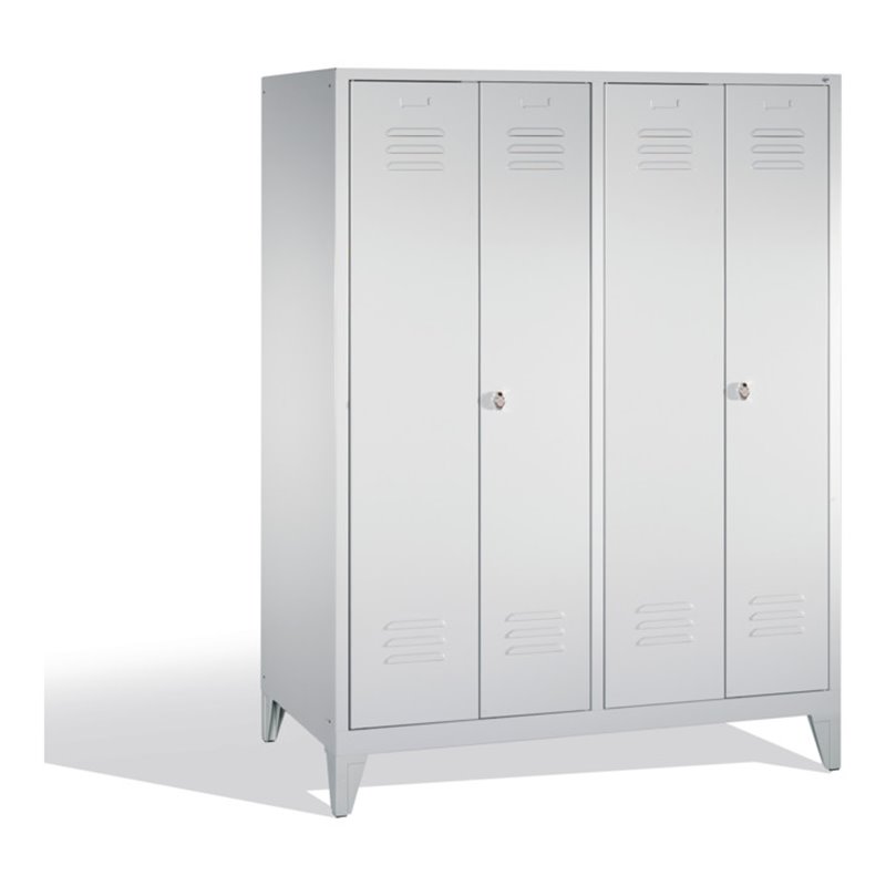 C+P Doppelspind Classic auf Füßen, 4 Abteile, H1850xB1590xT500mm Front Lichtgrau Korpus Lichtgrau