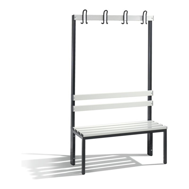 C+P Garderobenbank Basic, H1650xB1000xT403mm Farbe Sitzleisten Lichtgrau Farbe Gestell Schwarzgrau