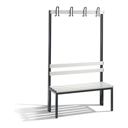 C+P Garderobenbank Basic, H1650xB1000xT403mm Farbe Sitzleisten Lichtgrau Farbe Gestell Schwarzgrau