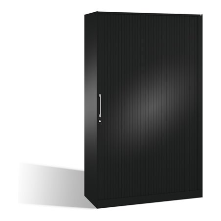 C+P Aktenschrank Asisto mit Rollladen, 5 Ordnerhöhen, H1980xB1200xT435mm Schwarzgrau