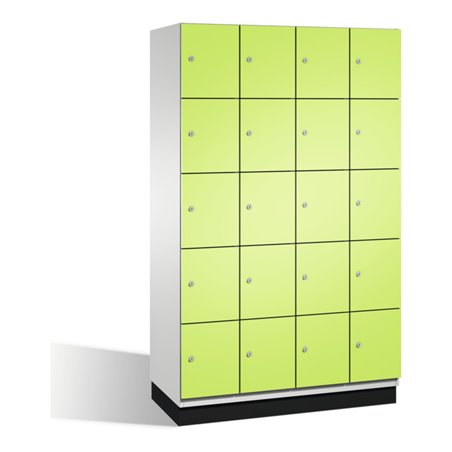 C+P Fächerschrank Cambio auf Sockel, 20 Fächer, H1950xB1200xT525mm Front Viridingrün Korpus Lichtgrau