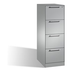 C+P Hängeregistraturschrank Asisto für Hängehefter DIN A4, 4 Schübe, einbahnig, Weißaluminium