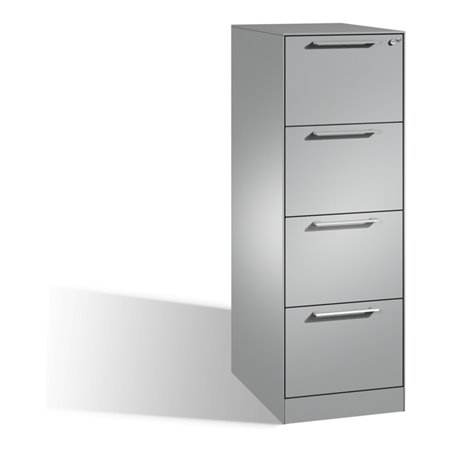 C+P Hängeregistraturschrank Asisto für Hängehefter DIN A4, 4 Schübe, einbahnig, Weißaluminium