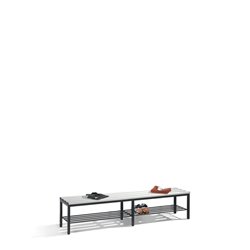 C+P Umkleidebank Basic mit Schuhrost, H420xB1960xT353mm Farbe Sitzleisten Lichtgrau Farbe Gestell Schwarzgrau